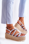 Sandals On A Braided Platform Blue Crazy In Love