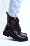 Women’s Boots Lacquered Leather Black Montegero