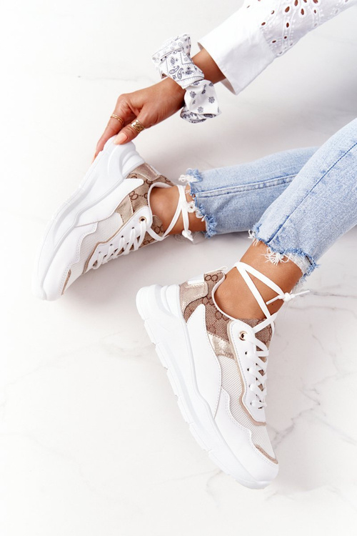 Women's Sports Shoes Sneakers White-Gold Melanie