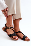 Women's Flat Sandals with Straps S.Barski KV27-010 Black