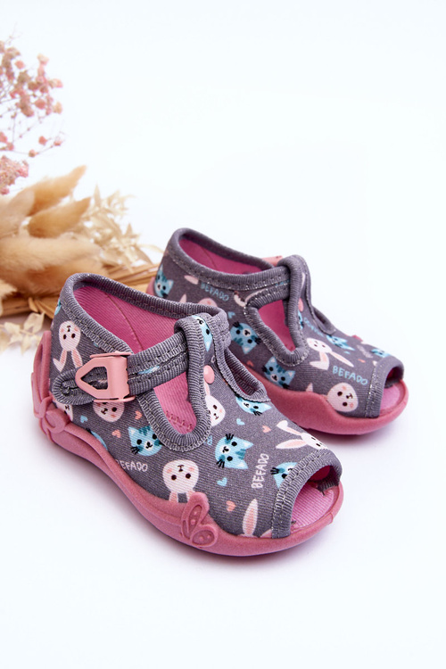 Bunny Slippers Befado 213P139 Grey-Pink