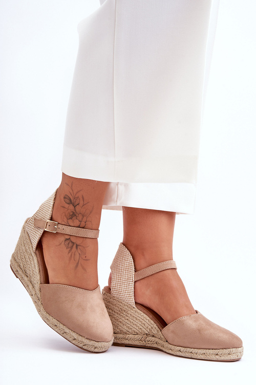 Suede Platform Sandals Beige Selfoss
