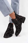 Ankle boots made of genuine suede with low heel D&A CR52-713 Black-brown