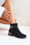 Warm Women's Boots on Flat Heel with Golden Detail Beige Ravasira