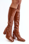 High Heel Patent Leather Boots Black Nizo
