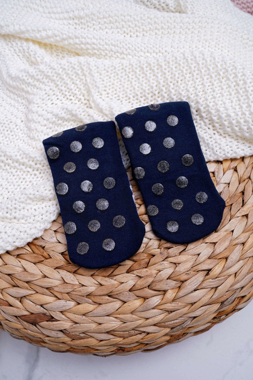 Women's Christmas Socks Anti-Slip Navy Blue with Santa Claus