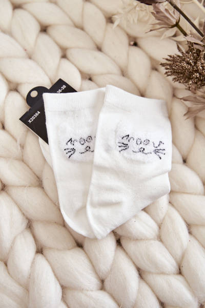 Women's Cotton Socks With Cat White