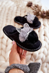 Children's slippers with a kitten and rhinestones Black Carliss