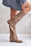 Women's Low Heel Boots With Rolled Shaft Beige Stinova