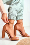 Women's Stiletto Sandals Suede Camel Anastasie