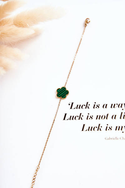 Bransoletka Damska Modna Zielono-Czarny Kwiat Złota