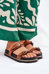 Ladies Smooth Platform Sandals With Straps And Buckles Camel Ziferte