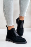 Suede Low Ankle Boots With Flat Heel Insulated D&A JC42-23 Black