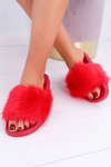 Ladies' Flip Flops With Fur Red Fur