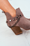 Velor Boots On A Block Heel Lewski Shoes 2880 Brown