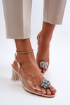 Transparent Sandals with Gold Stiletto Heels MR38-112