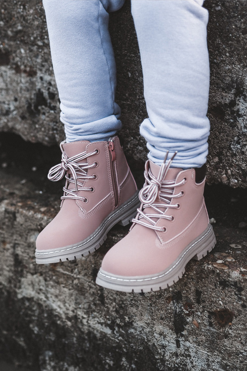 Children's Trapper Boots with a Zip Pink Bansi