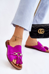 Women's Suede Slippers Lewski Shoes 3226 Fuchsia