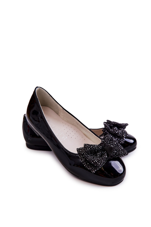 Dětské lakované balerínky s mašlí Black Zolly