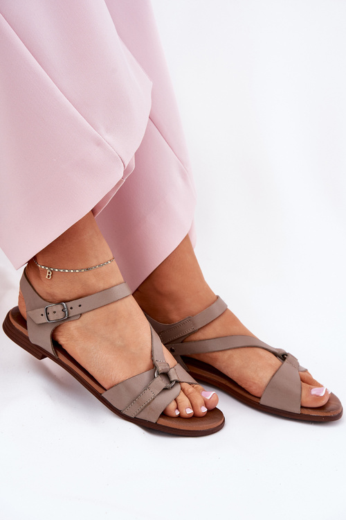 Zazoo 40182 Leather Women's Sandals Dark Beige