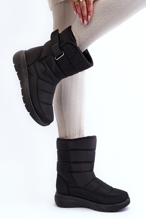 Śniegowce Damskie Ocieplane Na Rzep Czarne Jawora 823T005