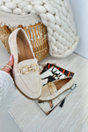 Women's Suede Moccasins with Flat Heel Beige Misal