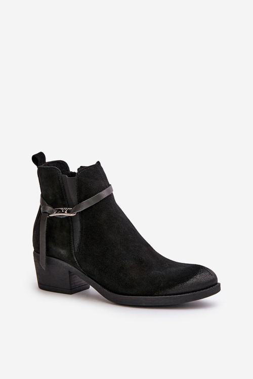 Zazoo 2326 Suede Women's Slip-On Boots Black