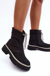 Flat Heel Decorated Snow Boots Black Plotia 