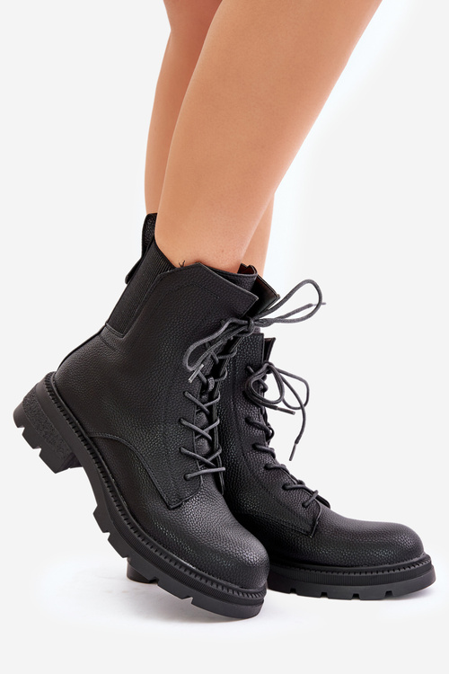 Insulated Worker Boots with Zipper Black Leairae