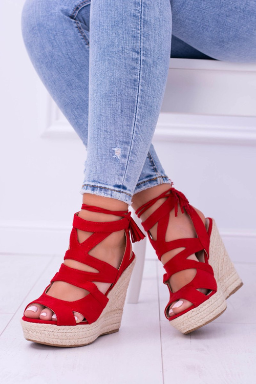 Red Suede Sandals On Anchor Nowelio