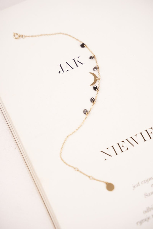 Women's Bracelet Celebrity Gold Moon Black Rhinestones Chloë