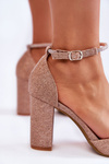 Shiny Pumps On High Heels With Rhinestones Rose Gold Castor