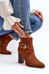 Suede Ankle Boots with Buckle Detail Camel Eftane
