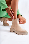 Suede Slip On Worker Boots Beige Lorea 