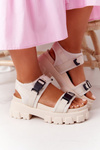 Sandals On A Chunky Platform Beige Fly High
