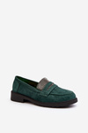 Women's Embellished Loafers Dark Green Dananei