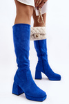 Women's insulated boots on a chunky heel in blue Layala