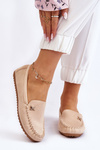 Women's Suede Loafers With Embellishments Beige Leah