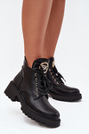 Warm Ladies Ankle Boots with Gold Detail Black Kavirae