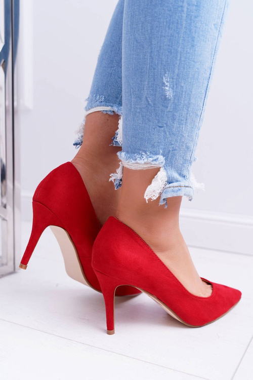 Women's Stilettos Suede Pointed Red Cream