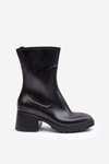 Women's Matte Boots Botki On Heel Black Bertaida