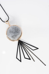 Women's Necklace With Pompon Long Chain Grey