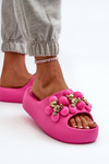 Women's Foam Slides With Decorations On Thick Sole Fuchsia Bremavia