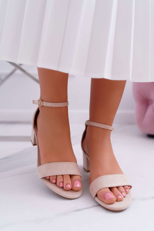 Women's Stiletto Sandals With Glitter Beige Nathalie