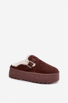 Women's Snow Boots With Fur And Buckle On Platform Chocolate Jessina