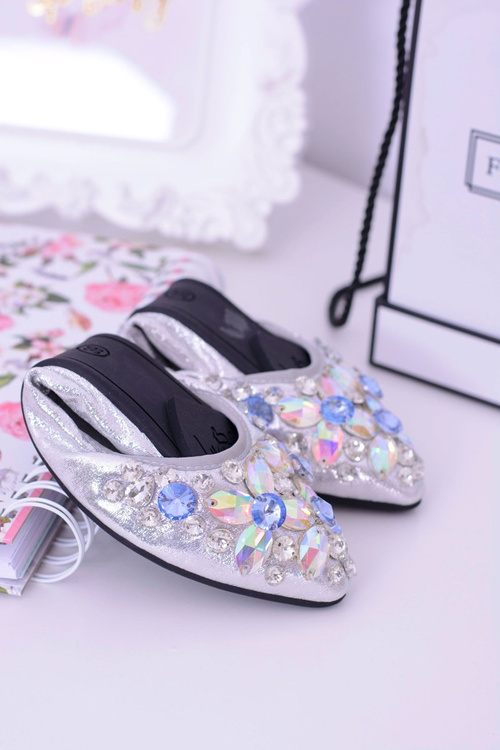 Lu Boo Silver Eraser Ballerinas Stones Even