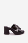 Light Block Heels Made Of Eco Leather Black Kacaria