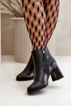 Smooth Women's Heeled Boots Made Of Eco Leather Insulated Black Milisea