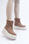 Women's Leather Platform Boots with Straps Zazoo 1752 Beige
