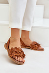 Leather Sandals On Flat Heel Brown Zazoo 40425